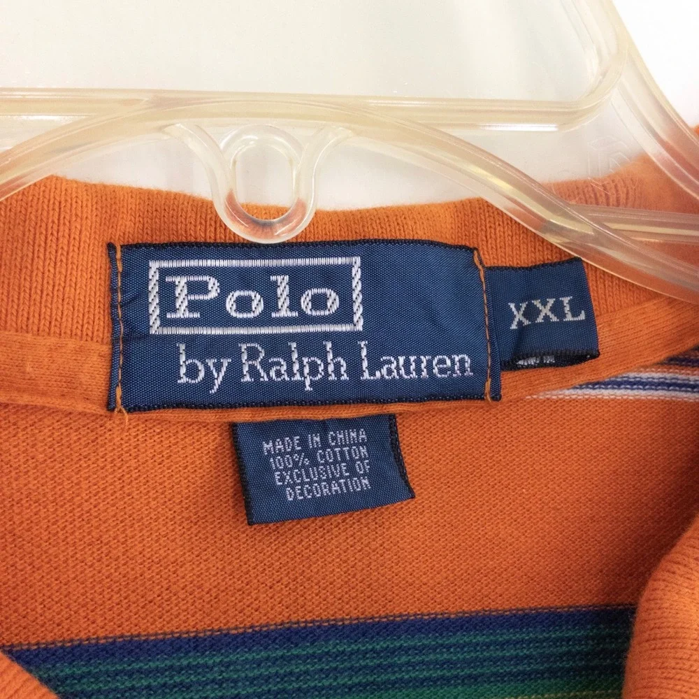 Vintage Polo Ralph Lauren Men's XXL Multicolor Striped Mesh Polo Shirt